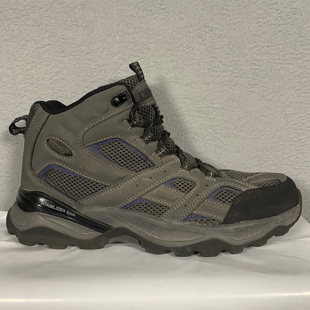 Khombu Luke Hiking Boots Mens Size 10 Grey Navy Blue Outdoor Trail Shoes 1636198